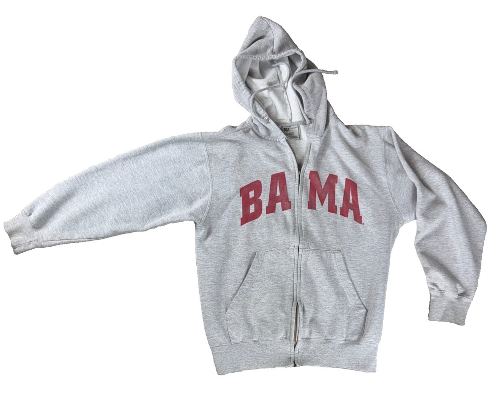 Alabama Crimson Tide Hoodie Mens Medium Gray Full Zip MV Sport College NCAA